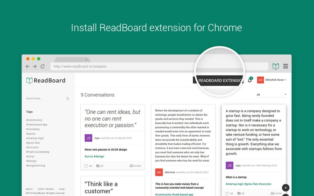 Install ReadBoard extension for Chrome