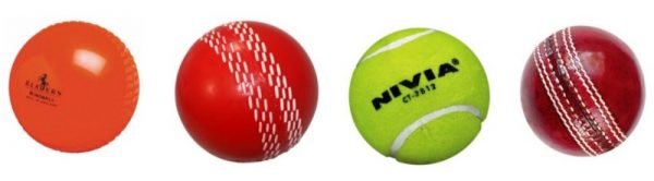 plastic balls, rubber balls, tennis balls or season balls in Cricket