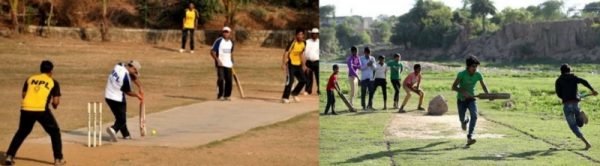 Cricket match played with uniforms, without uniforms