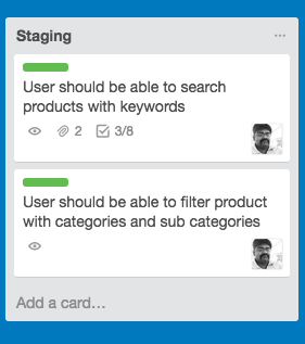 Product Development Staging on Trello