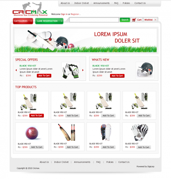CricMax website design at Digicorp