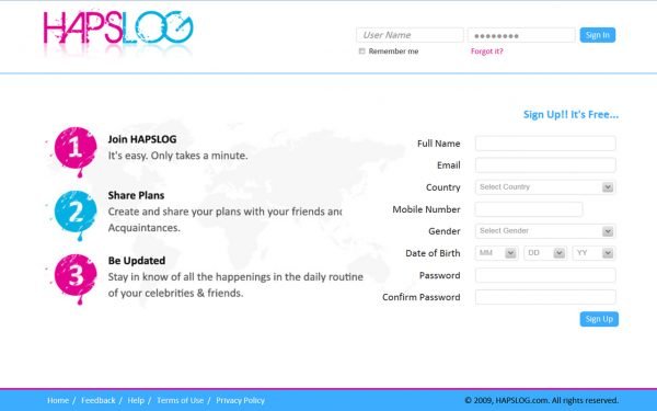 Hapslog Website Design created at Digicorp