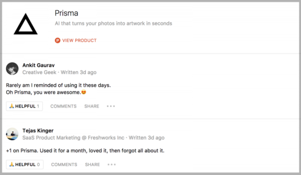 Prisma on Product Hunt - Products you never use