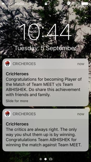 congratulatory or inspirational text messages from CricHeroes